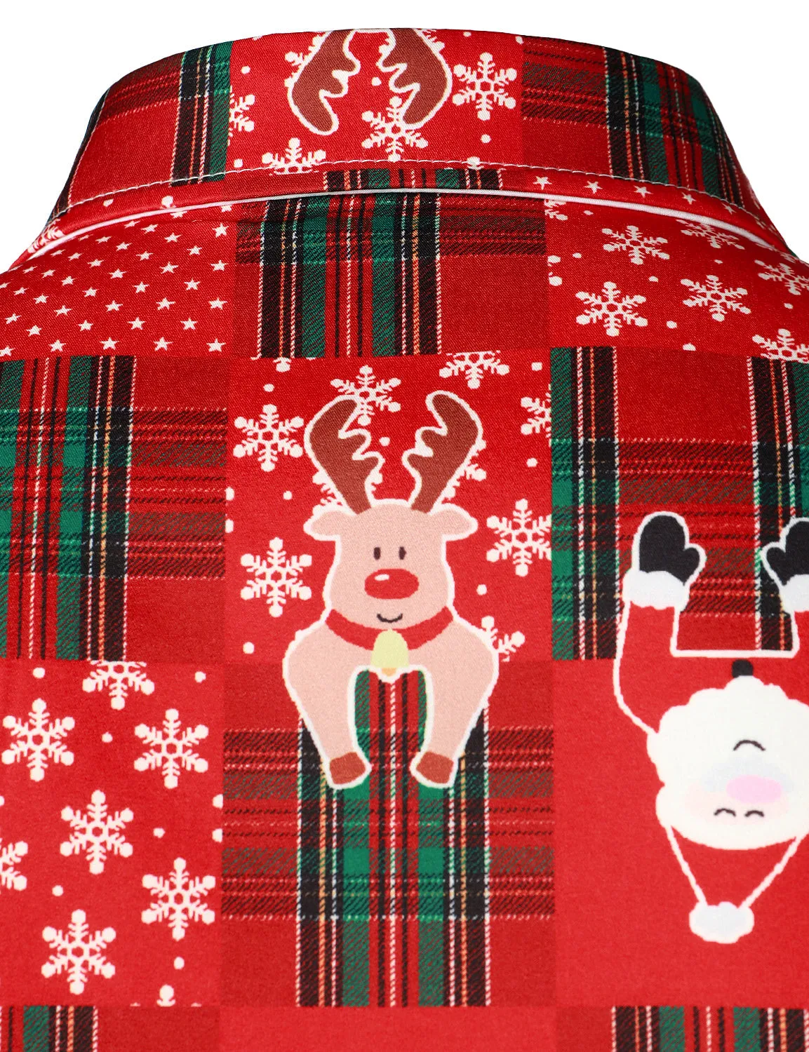 Men's Vintage Red Plaid Funny Holiday Ugly Christmas Long Sleeve Shirt
