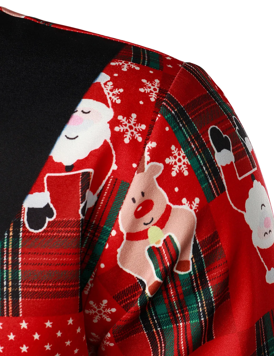 Men's Vintage Red Plaid Funny Holiday Ugly Christmas Long Sleeve Shirt