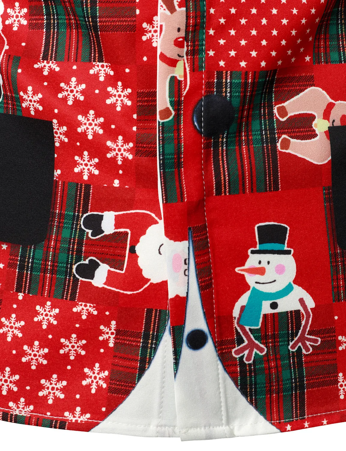 Men's Vintage Red Plaid Funny Holiday Ugly Christmas Long Sleeve Shirt