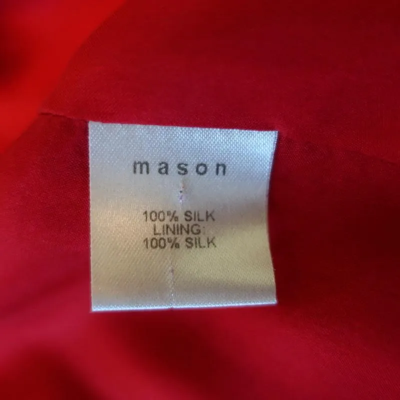 Michelle Mason Cold Shoulder Mini Wrap Dress Red Silk Satin Size 6