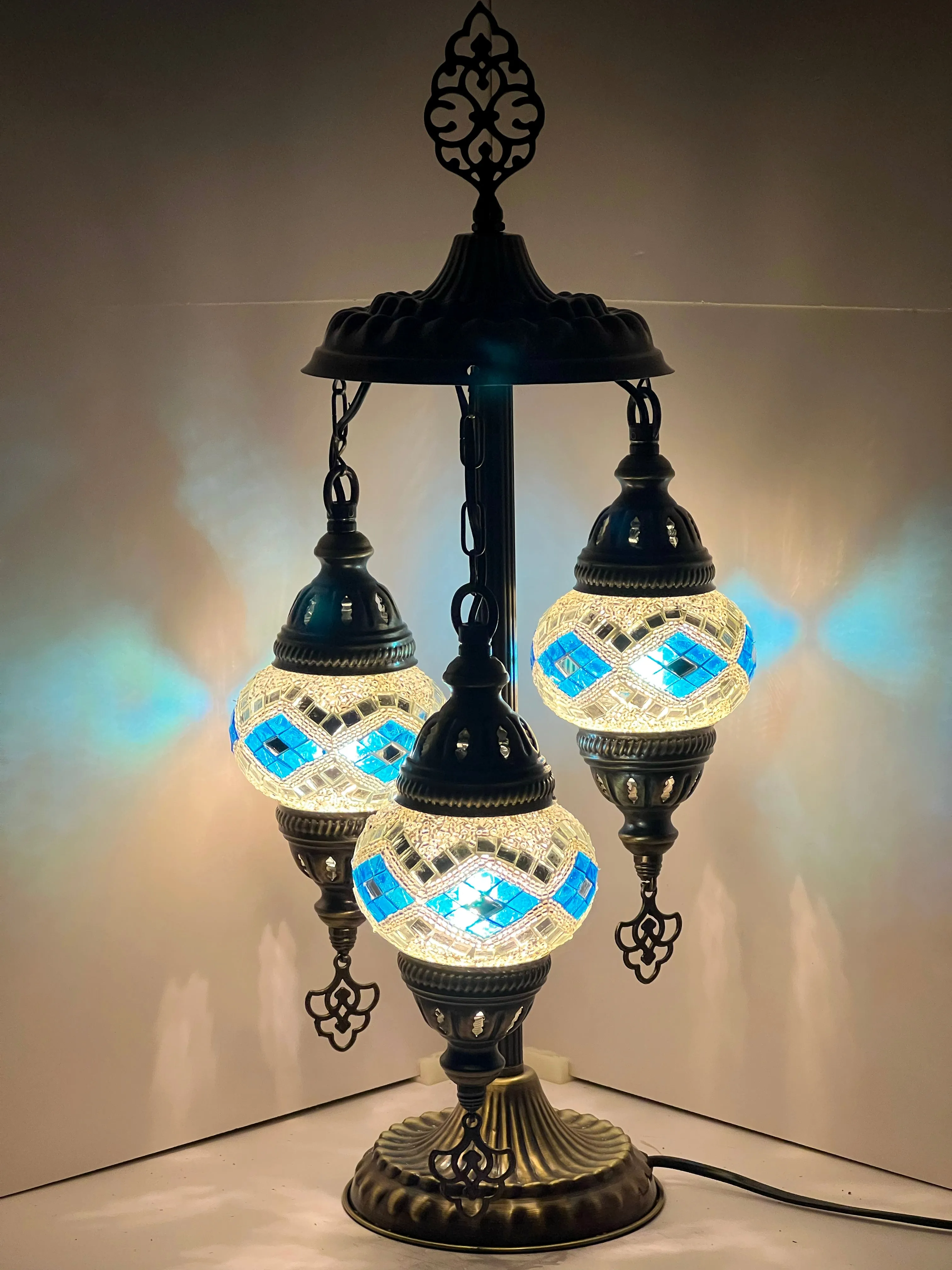 Minerva Boho Handcrafted 3 Tiered Mosaic Table Lamp