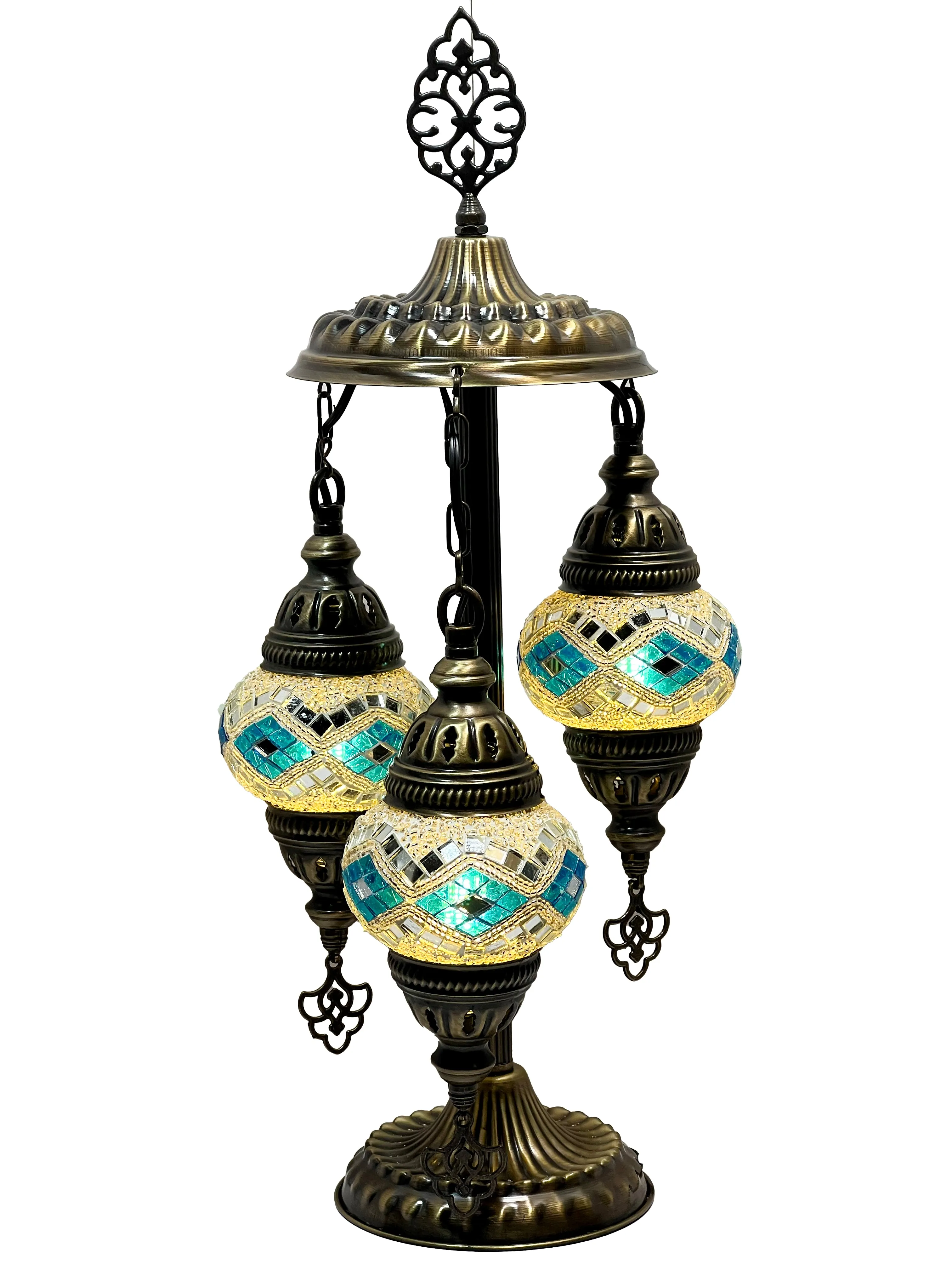 Minerva Boho Handcrafted 3 Tiered Mosaic Table Lamp