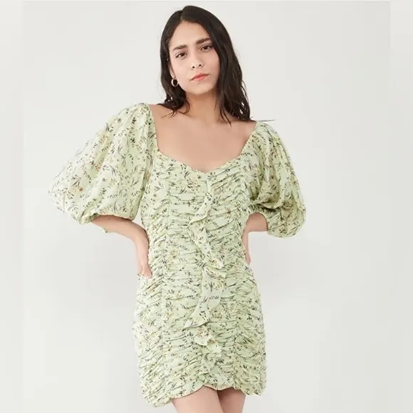 MINKPINK Olla Mini Dress in Multi Floral Green Revolve Size Medium NWT