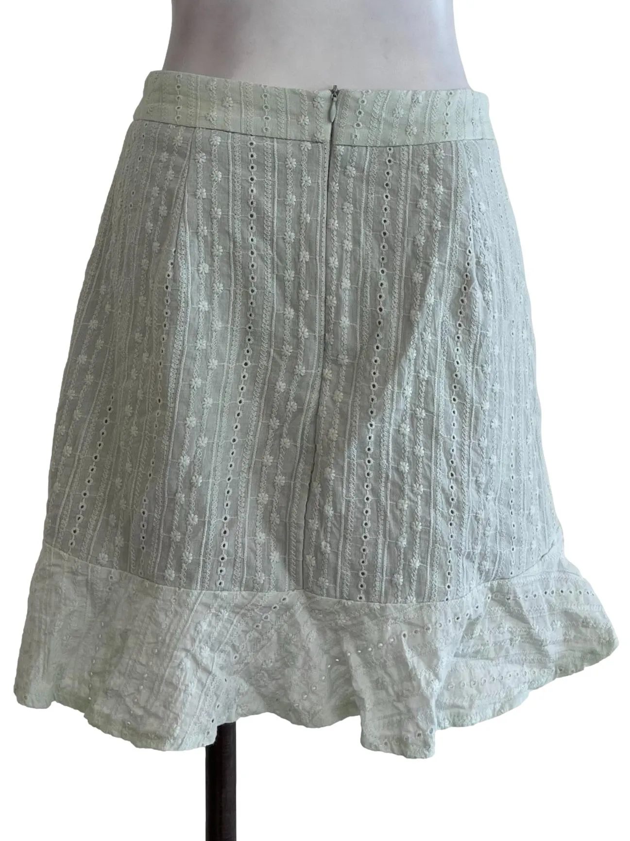 Mint Green Mini Floral Skirt