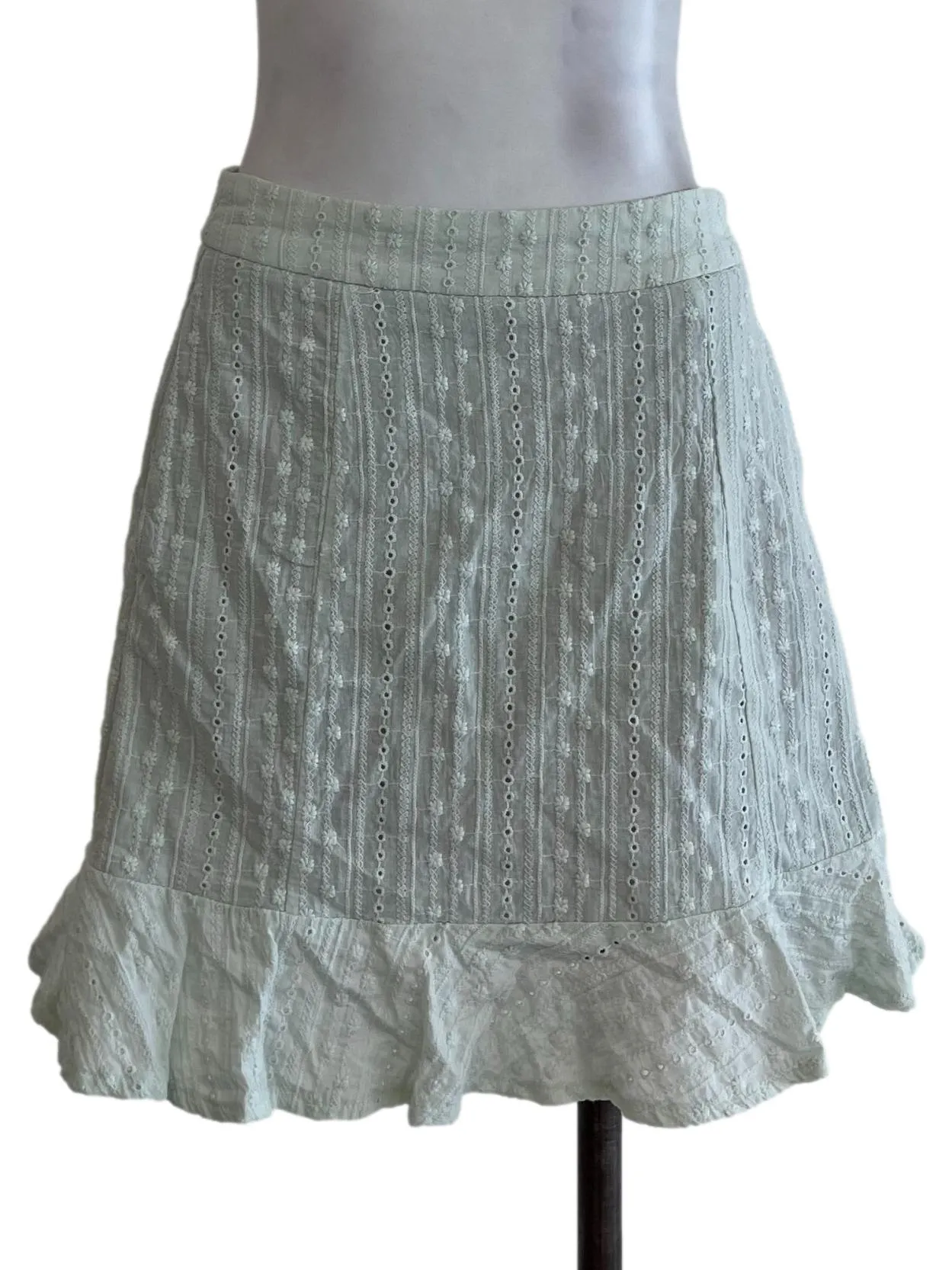 Mint Green Mini Floral Skirt