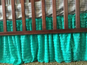 Mint Green Ruffle Crib Skirt Baby Bedding, Baby Girl Crib Skirts, Teal Nursery Bedding for Baby Girls