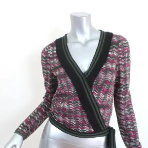 Missoni Wrap Sweater Fuchsia/Green Wool-Silk Wavy Knit Size 40