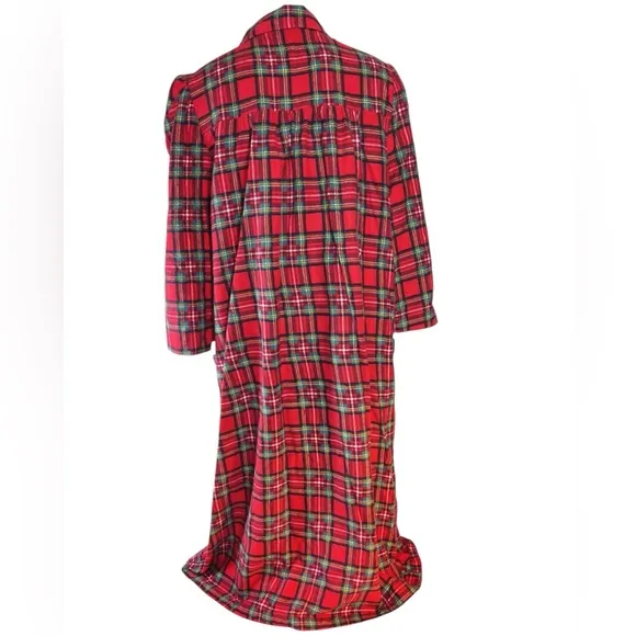 Models Coat Vintage Plaid Flannel Snap Front Housecoat Robe with Pockets…
