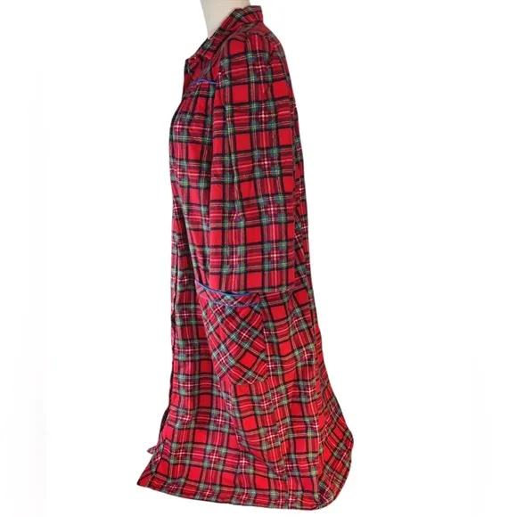 Models Coat Vintage Plaid Flannel Snap Front Housecoat Robe with Pockets…