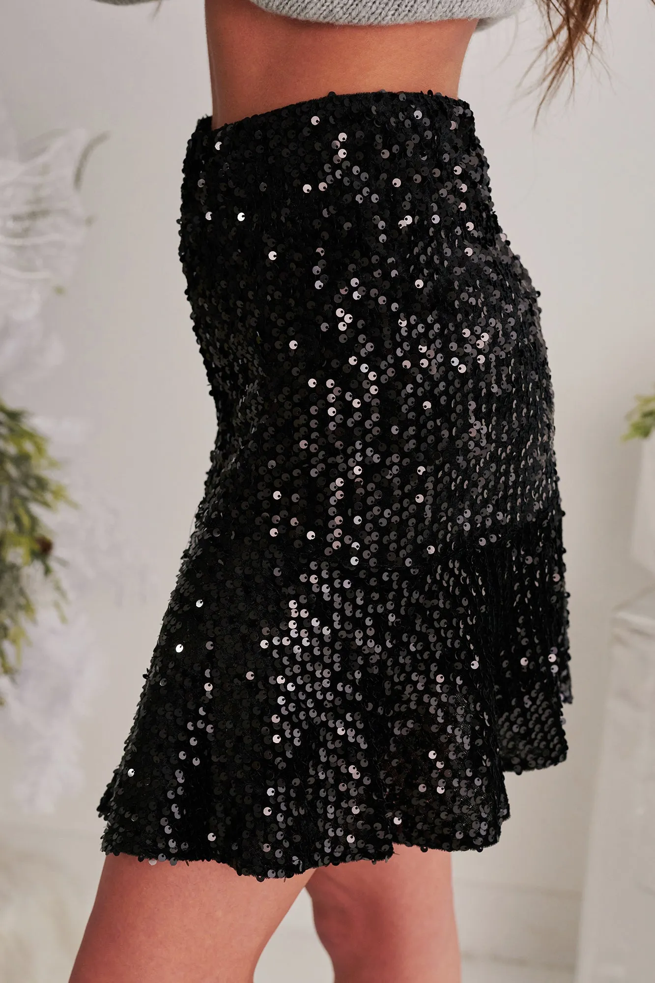 Moment To Shine Sequin Skirt (Black)