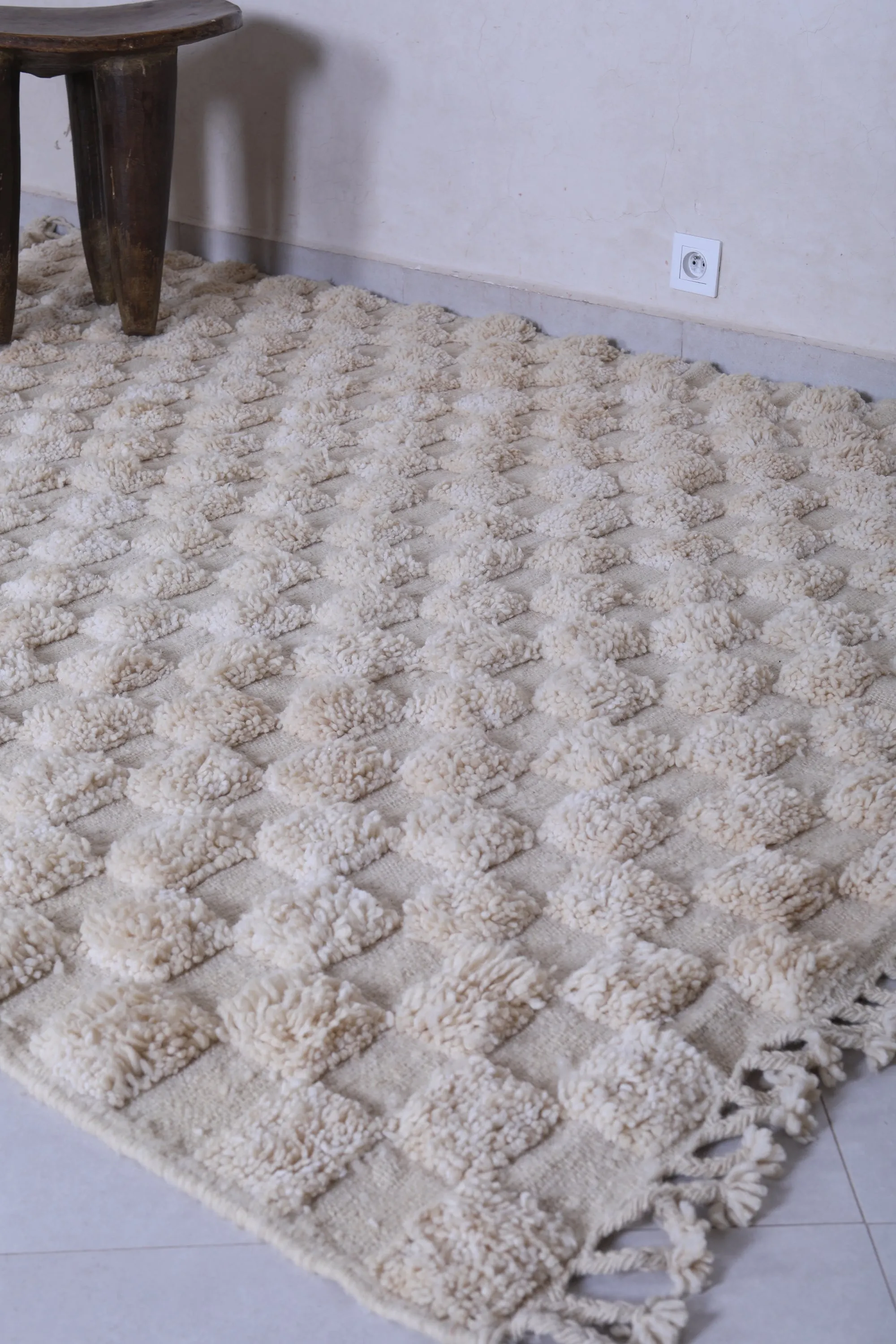 Moroccan Beige checkered rug - Checkered rug - Wool rug