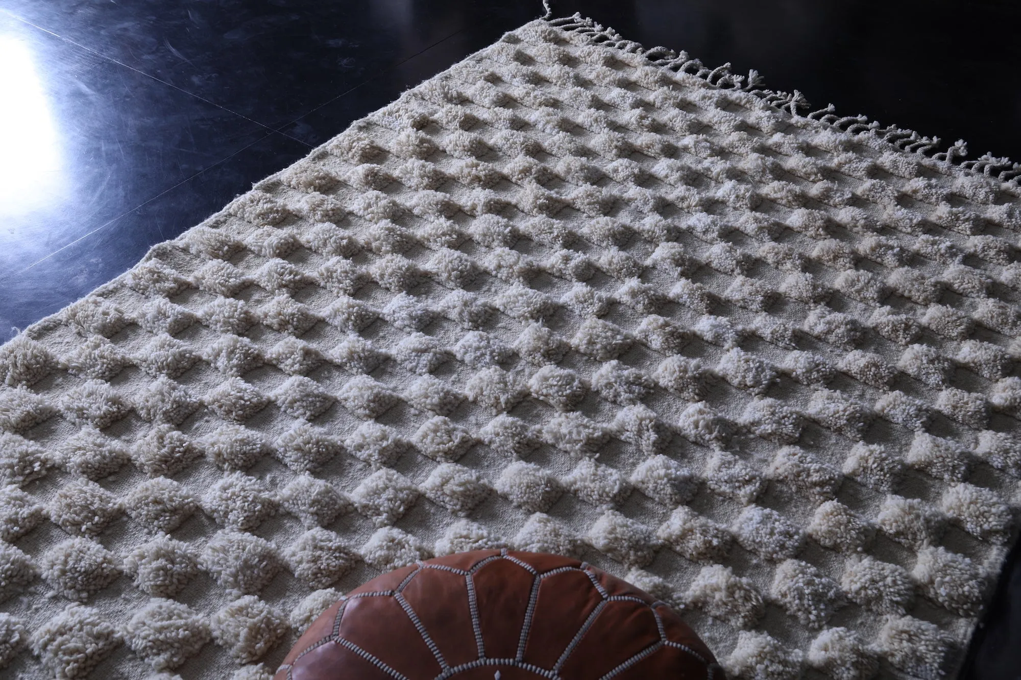 Moroccan Beige checkered rug - Checkered rug - Wool rug