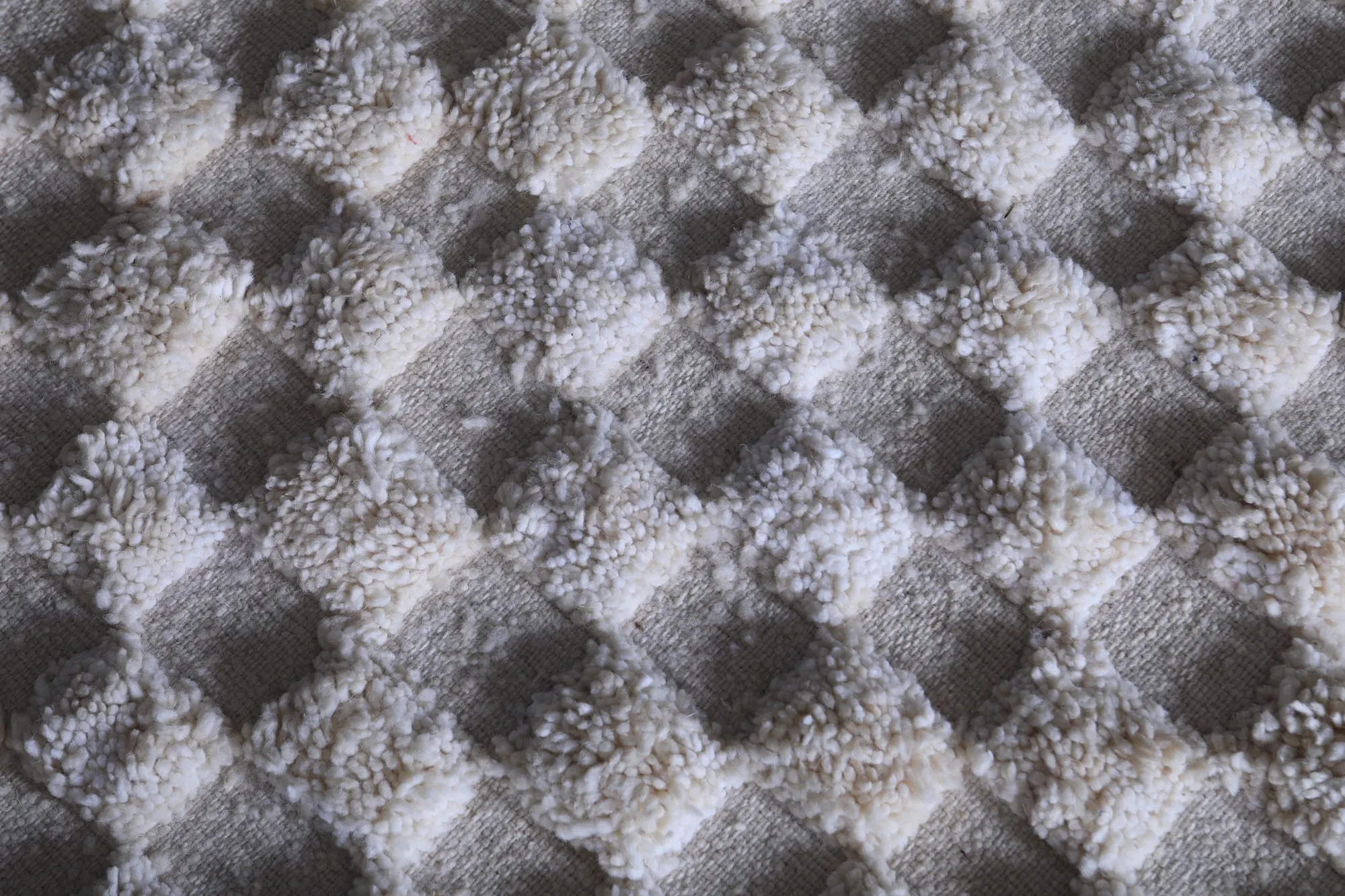 Moroccan Beige checkered rug - Checkered rug - Wool rug