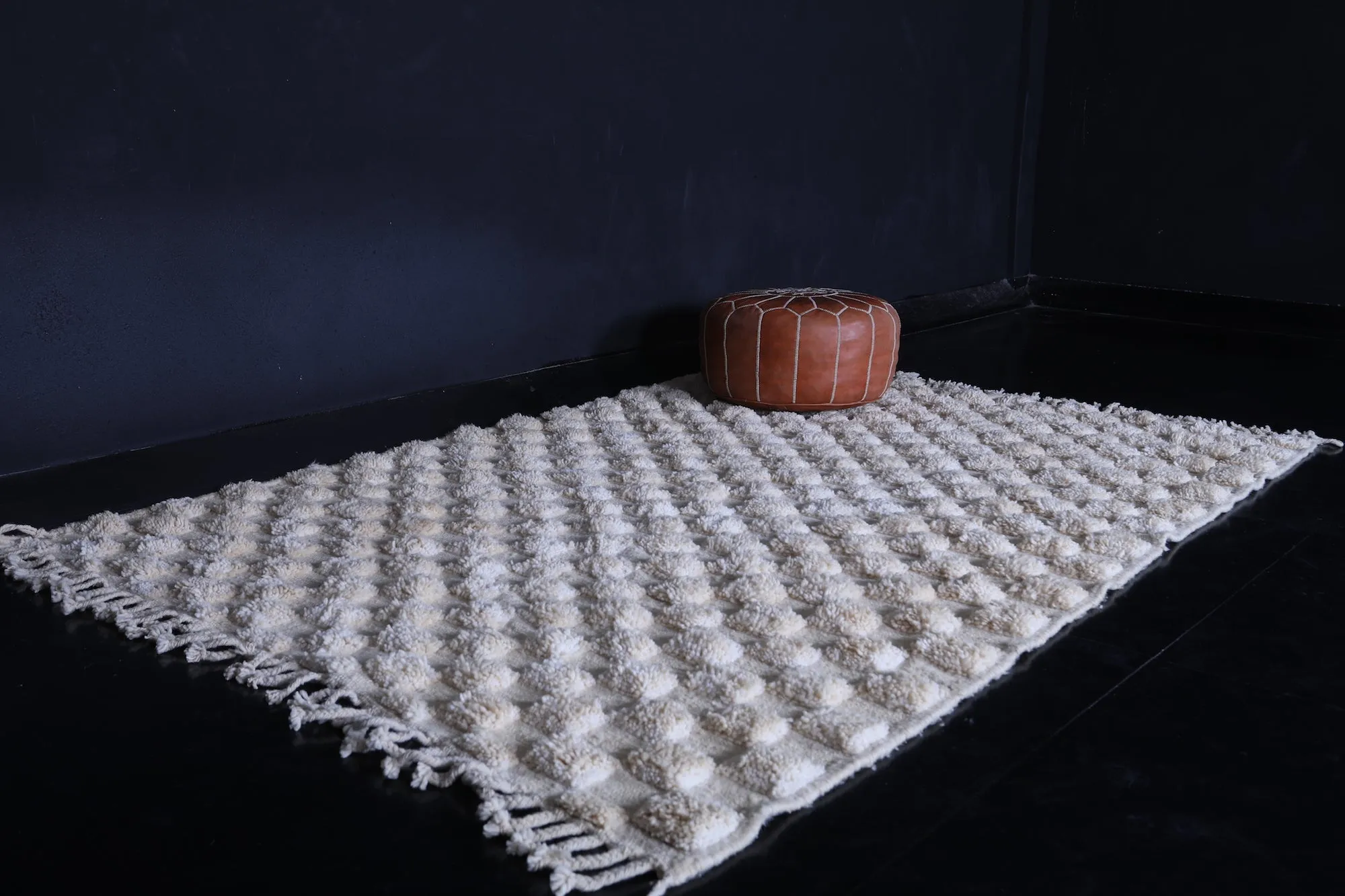 Moroccan Beige checkered rug - Checkered rug - Wool rug
