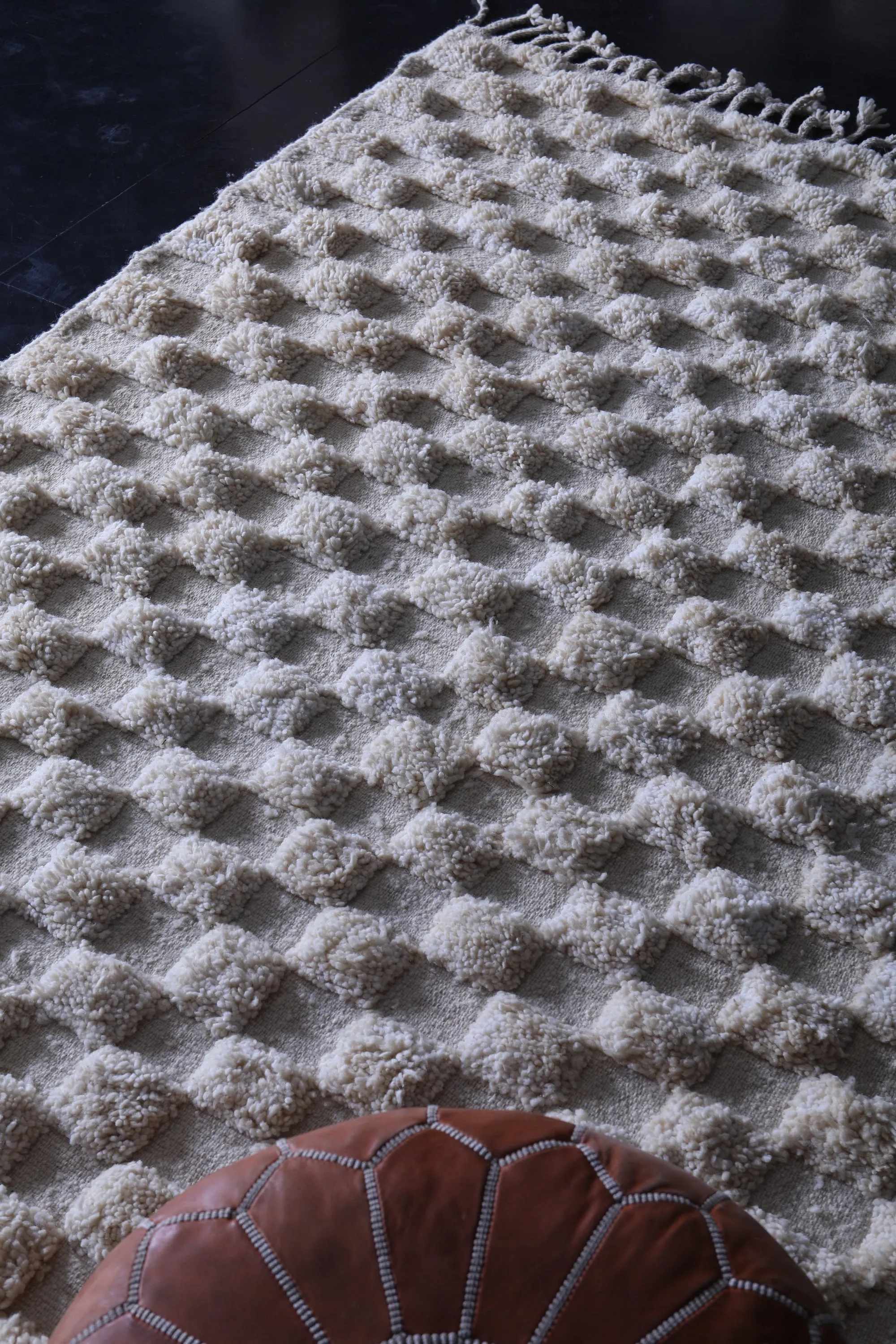 Moroccan Beige checkered rug - Checkered rug - Wool rug