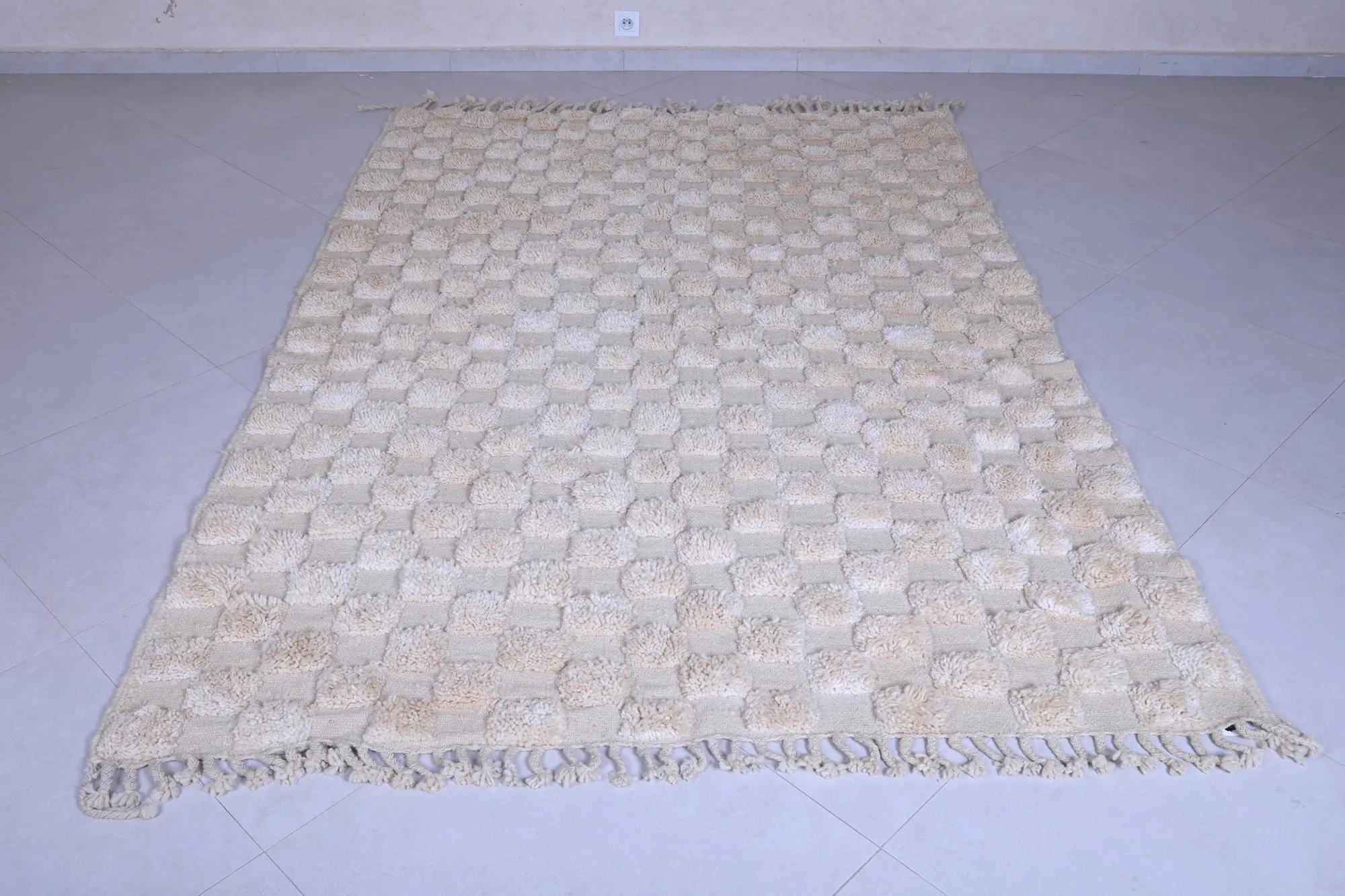 Moroccan Beige checkered rug - Checkered rug - Wool rug
