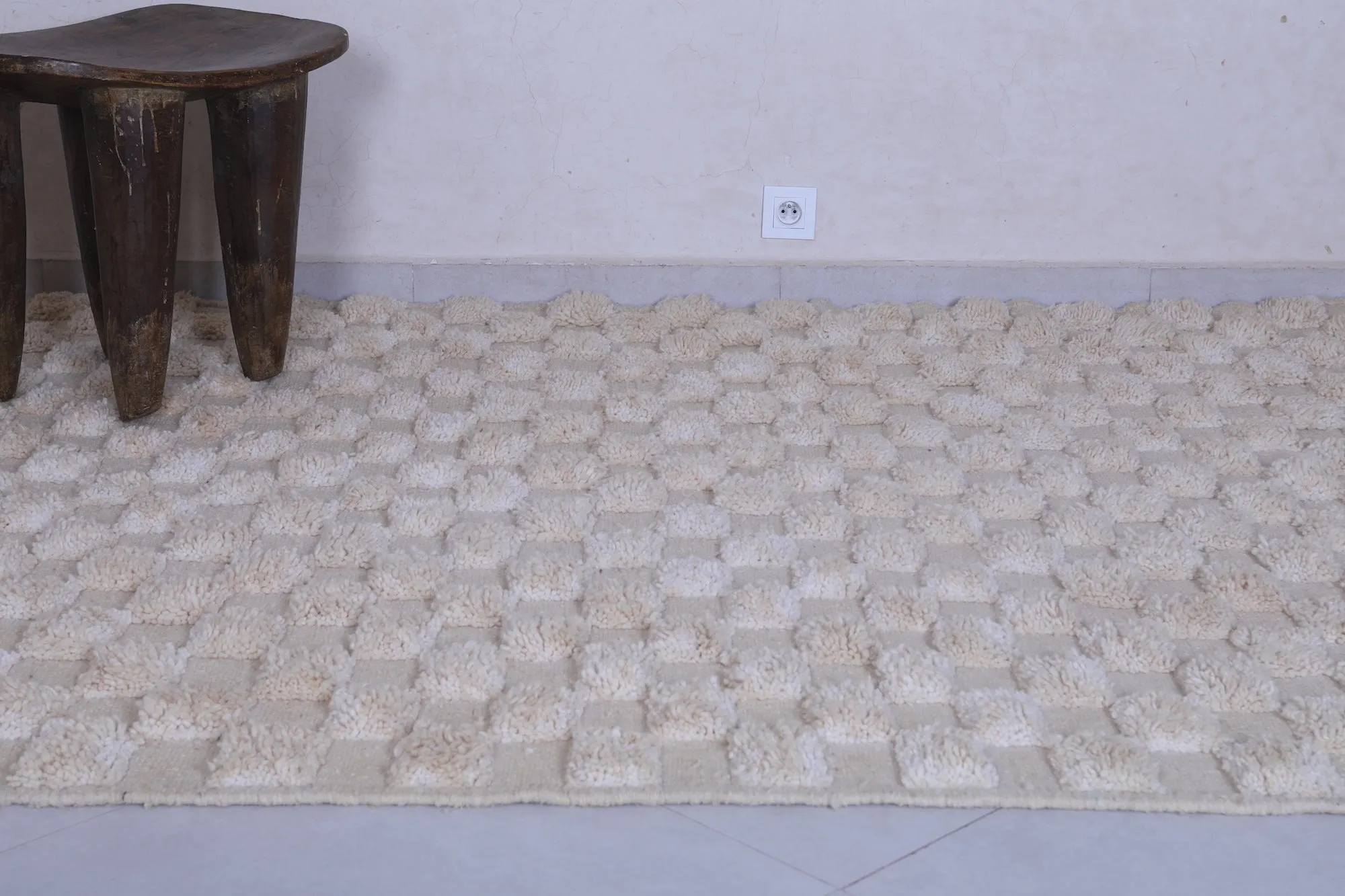 Moroccan Beige checkered rug - Checkered rug - Wool rug