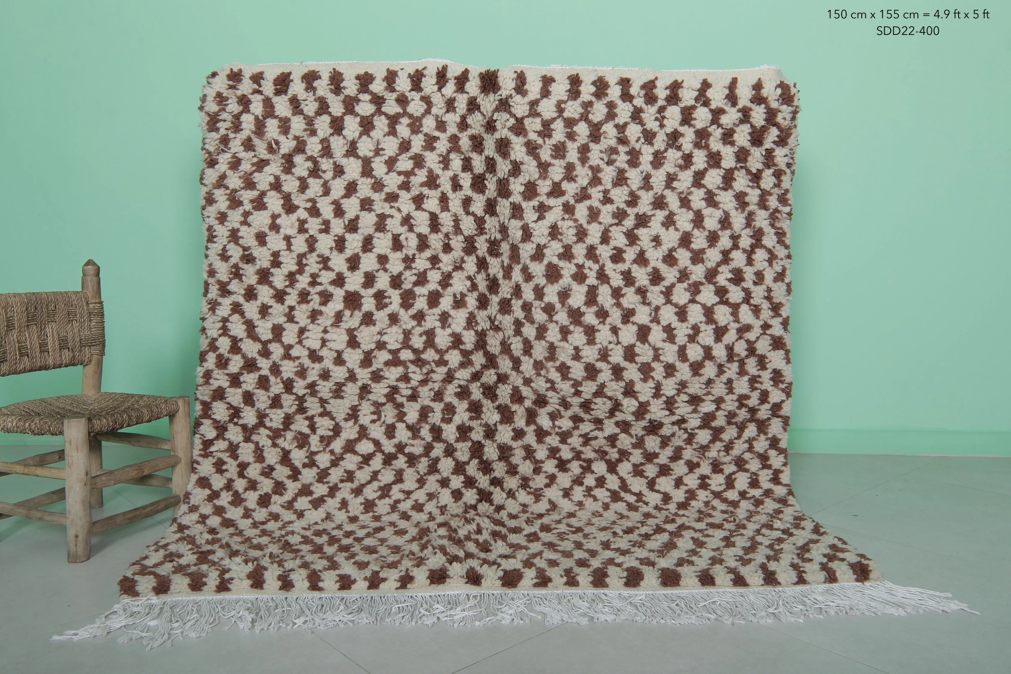 Moroccan Berber Rug 4.9 x 5 Ft - Vintage Wool Rug