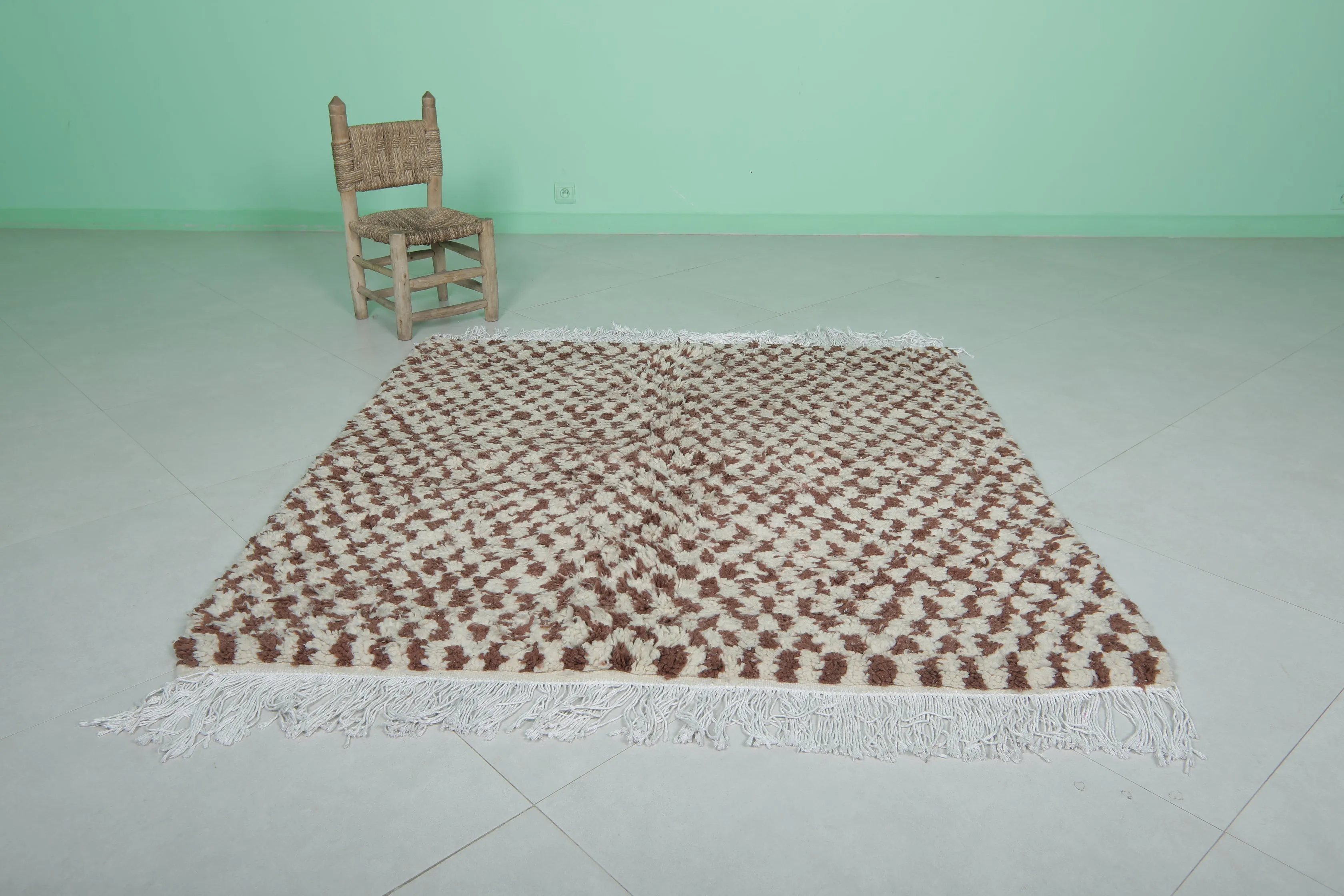 Moroccan Berber Rug 4.9 x 5 Ft - Vintage Wool Rug