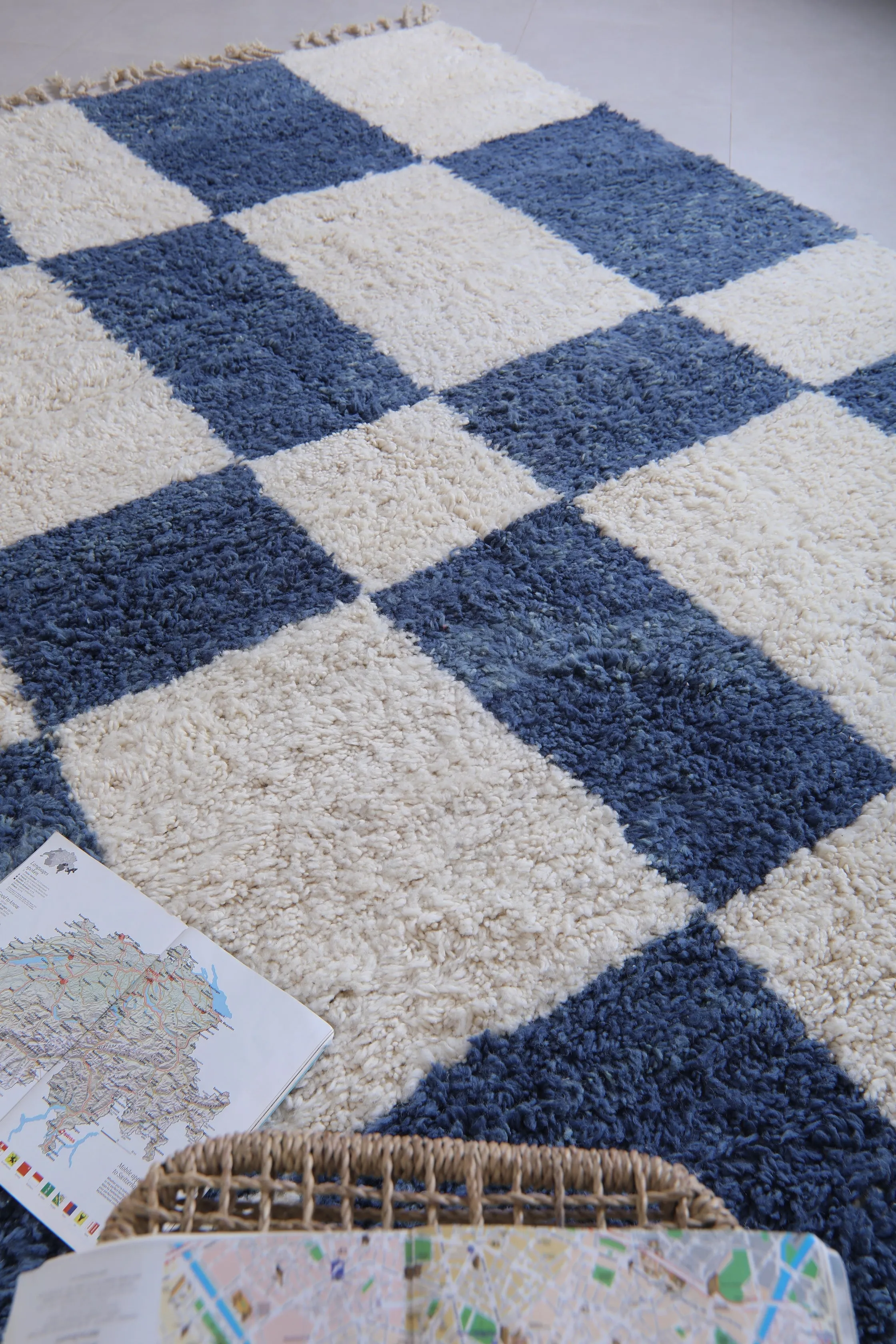 Moroccan Blue and White rug - Moroccan checkered rug