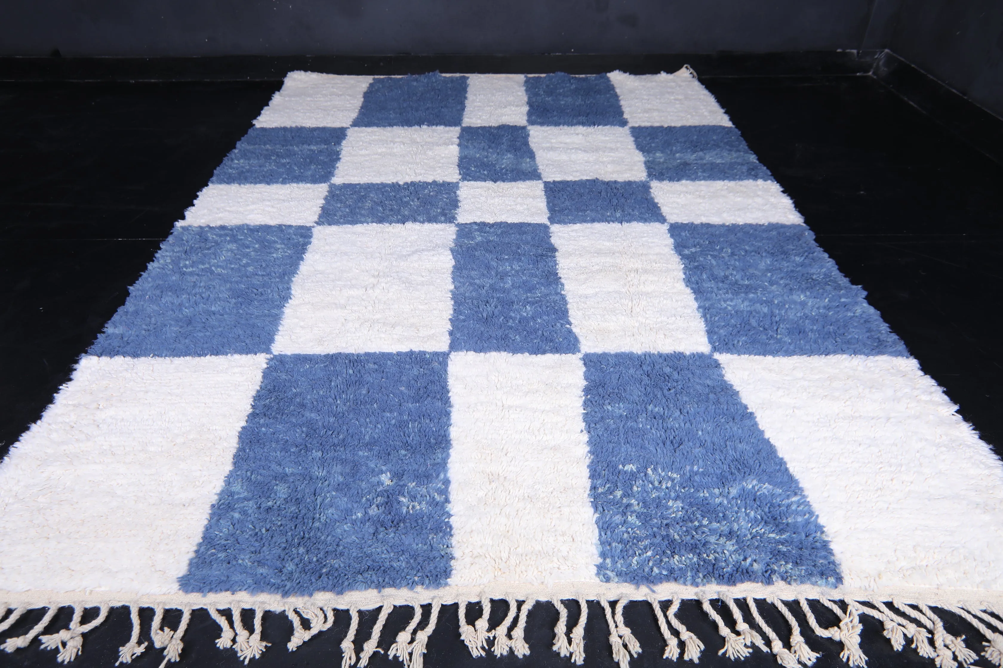 Moroccan Blue and White rug - Moroccan checkered rug