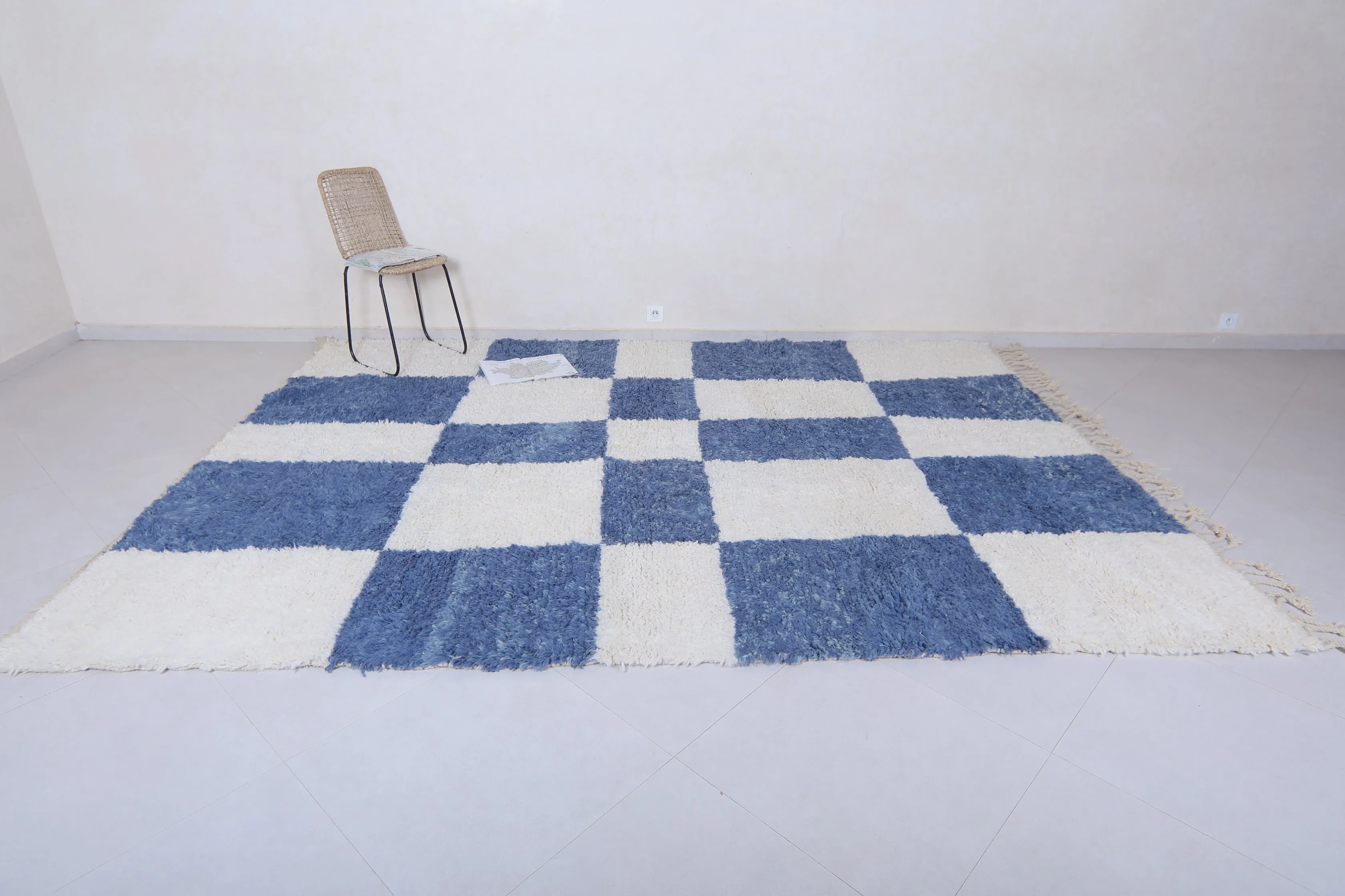 Moroccan Blue and White rug - Moroccan checkered rug