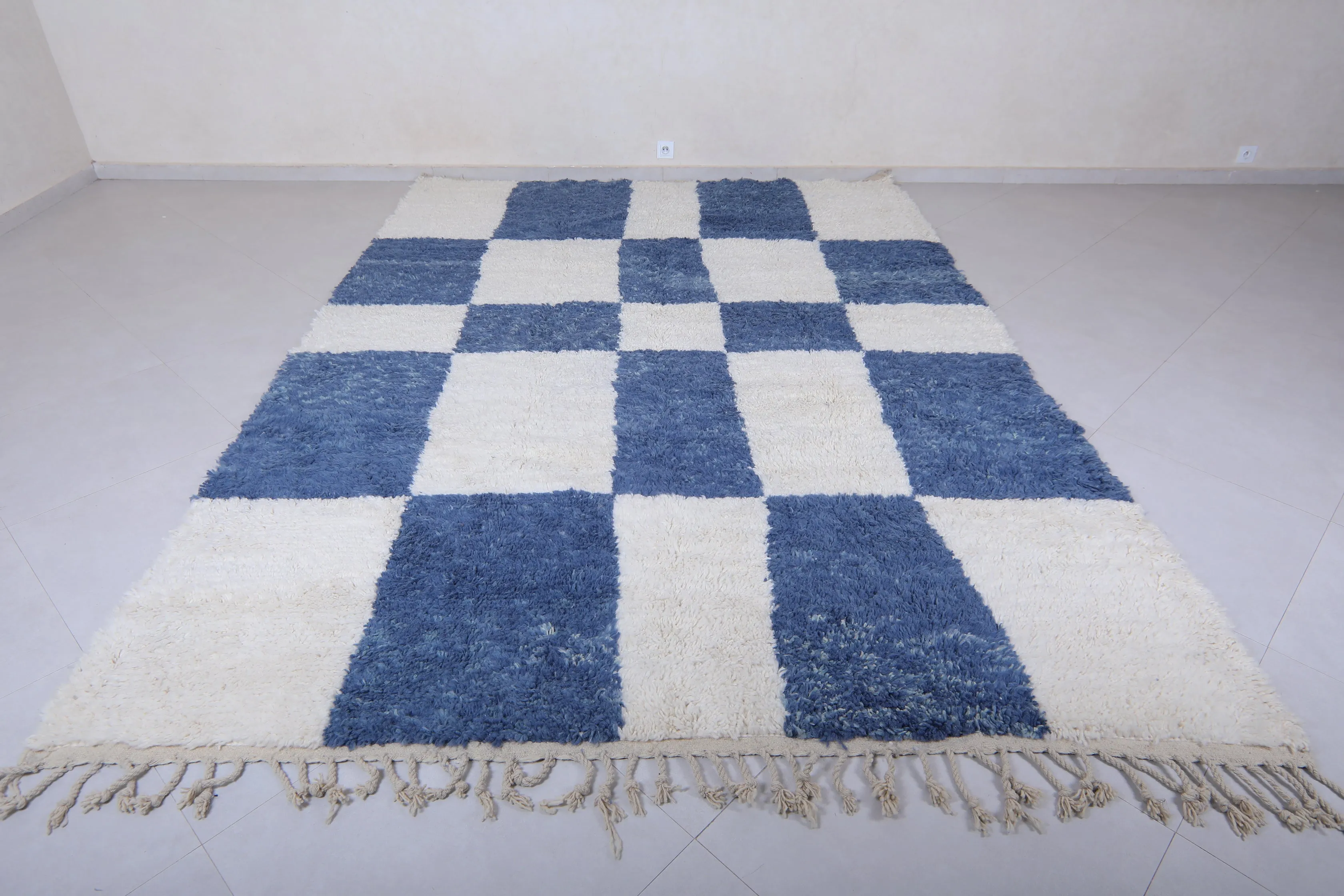 Moroccan Blue and White rug - Moroccan checkered rug