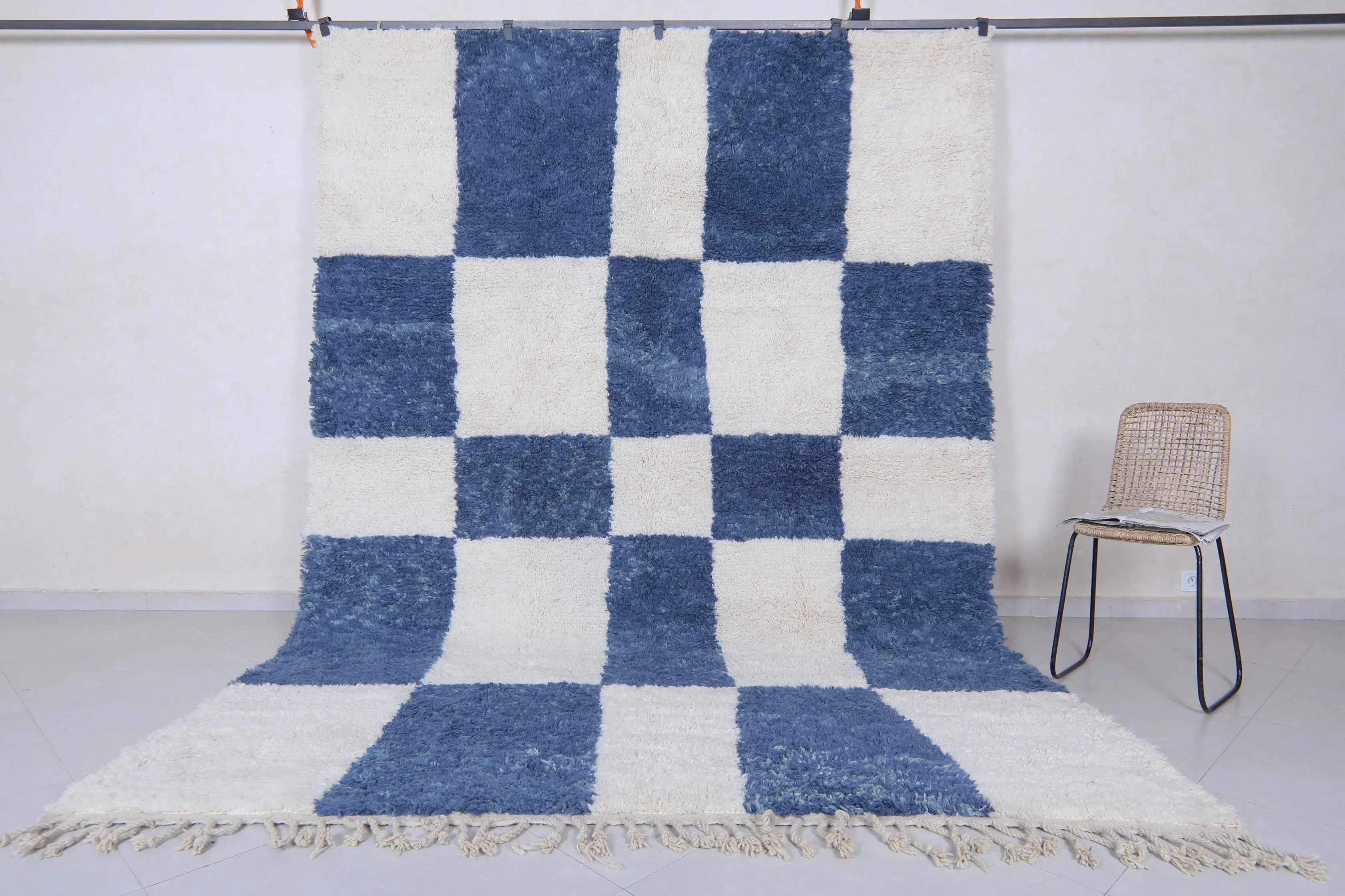 Moroccan Blue and White rug - Moroccan checkered rug