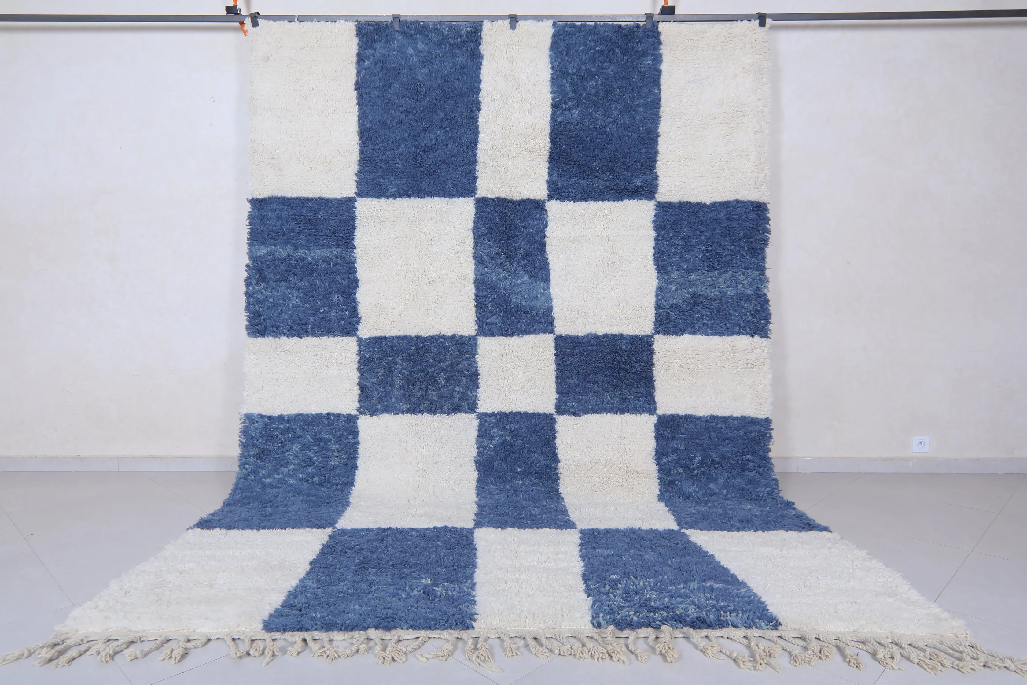 Moroccan Blue and White rug - Moroccan checkered rug