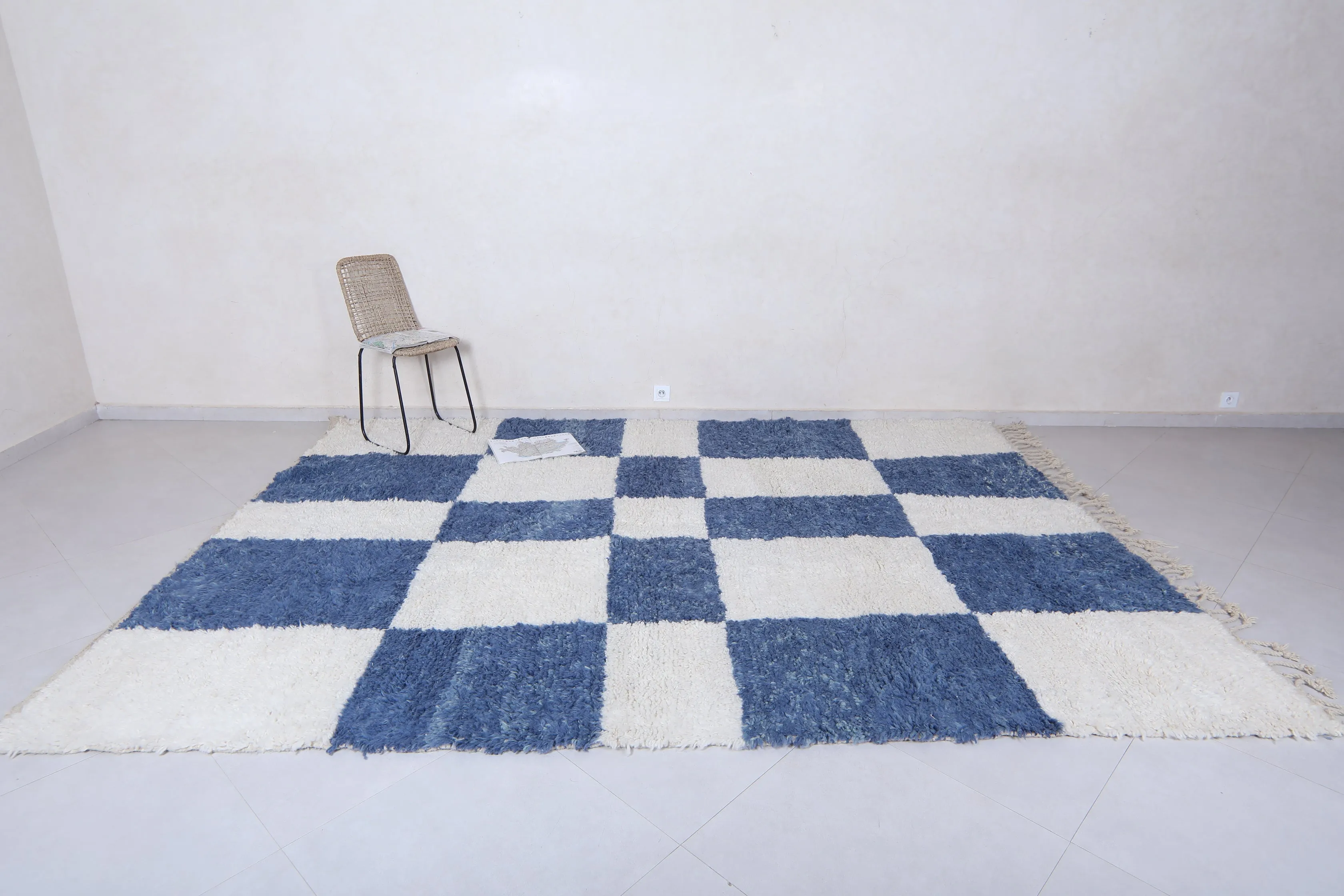 Moroccan Blue and White rug - Moroccan checkered rug