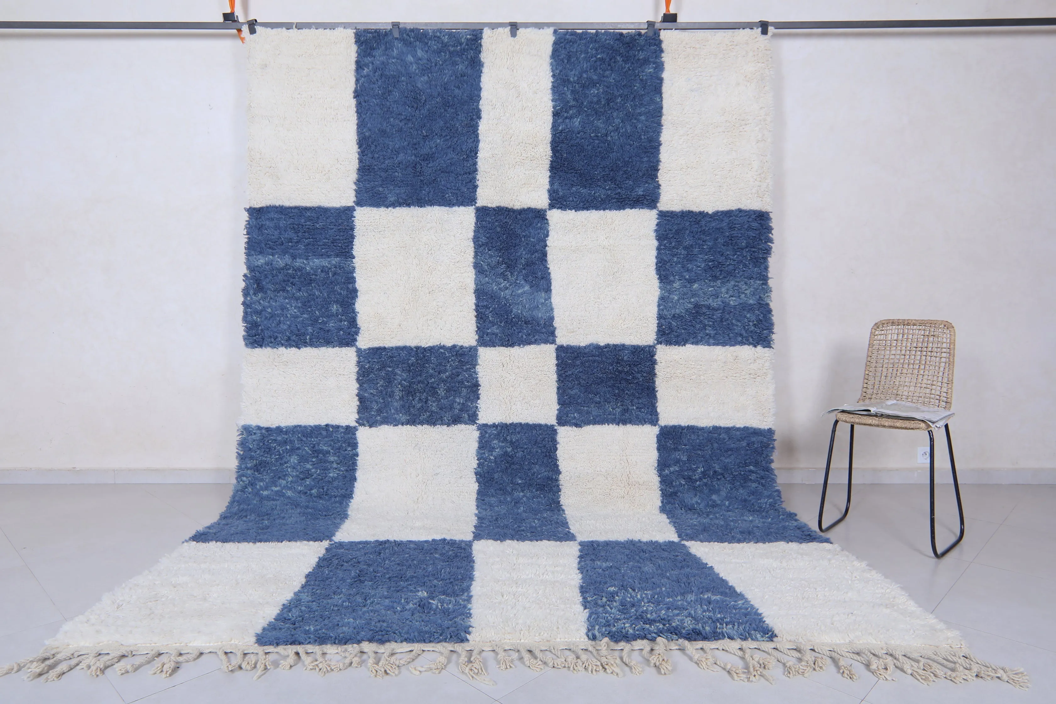 Moroccan Blue and White rug - Moroccan checkered rug