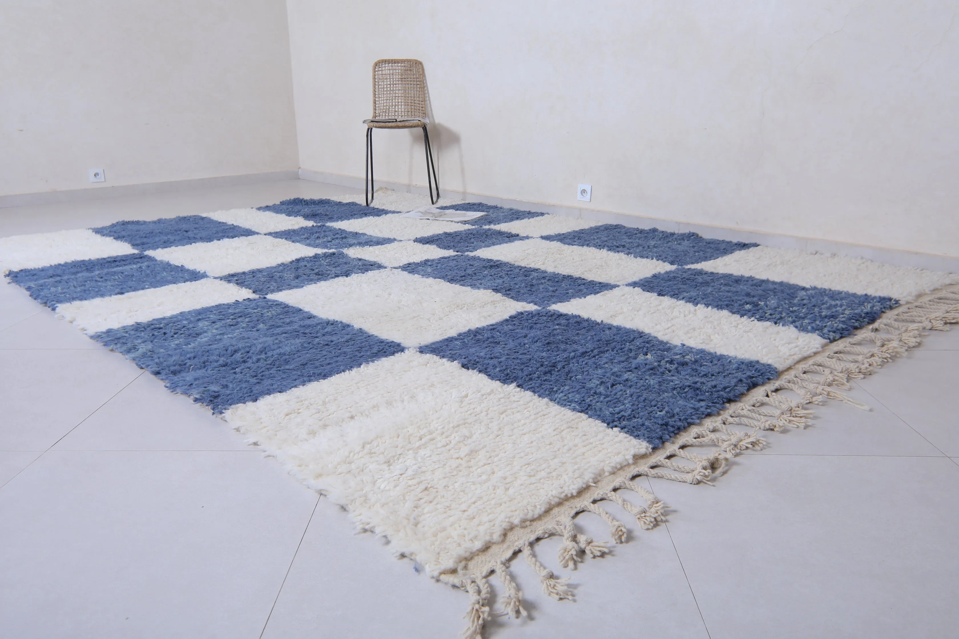 Moroccan Blue and White rug - Moroccan checkered rug