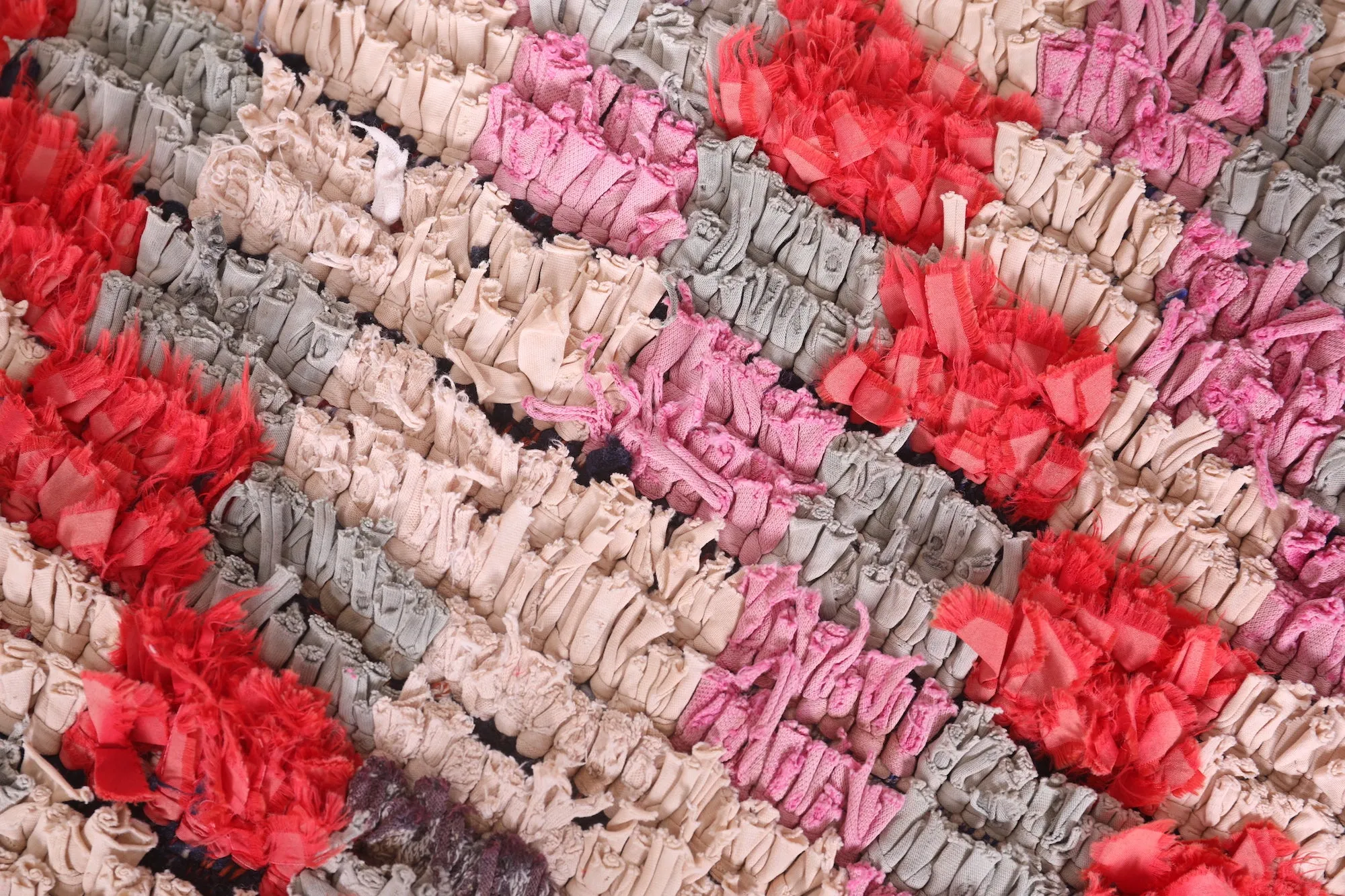 Moroccan handmade berber shaggy pouf checkered