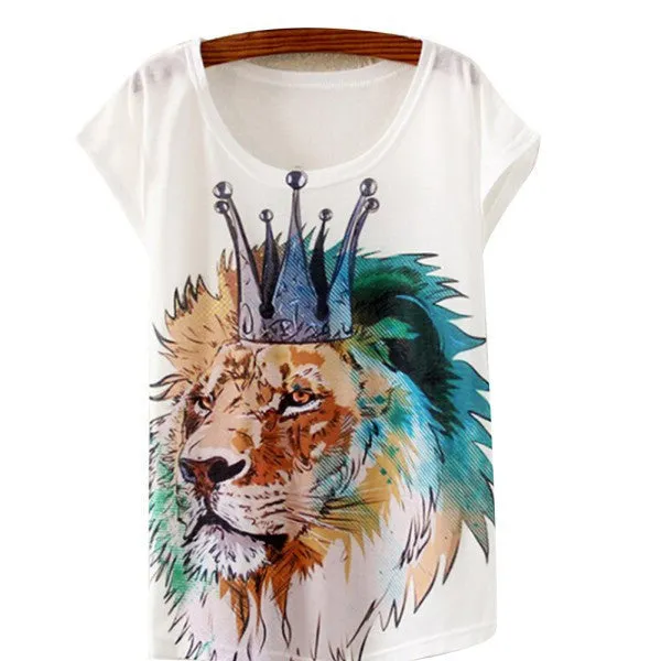 Multi-Style Print Casual Women Short Sleeve Loose Casual T-shirt Tops