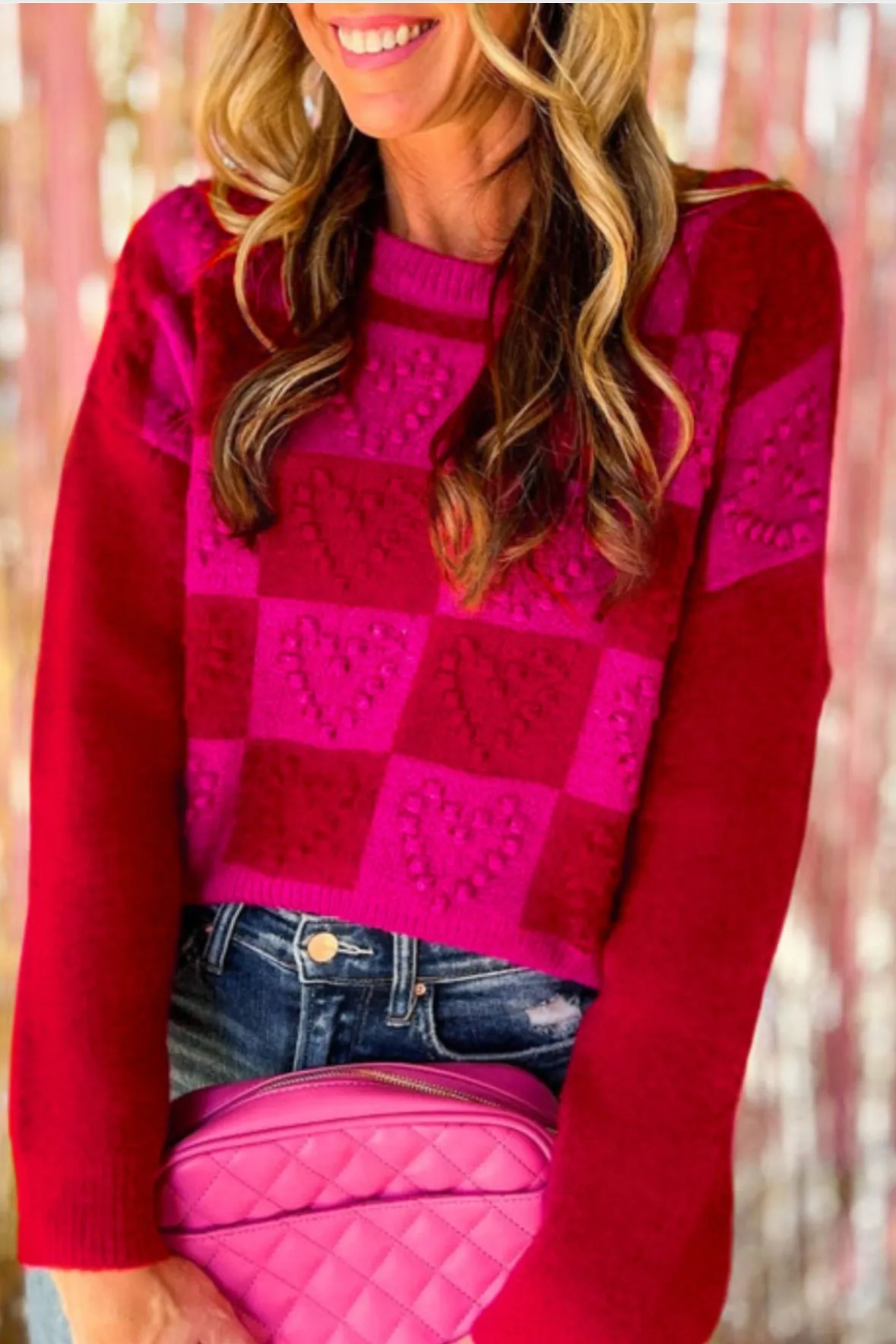 Multicolored heart sweater