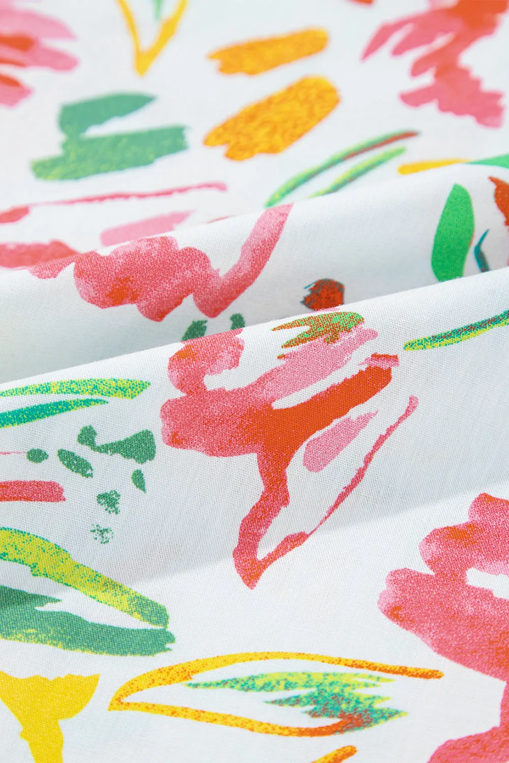 Multicolour Allover Floral Printed Flutter Sleeve Split Neck Blouse