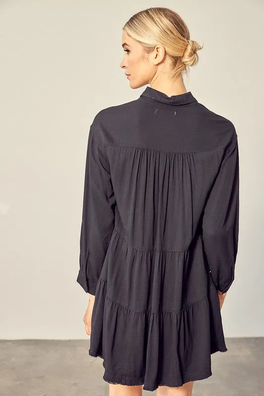 Mustard Seed Juniors Tiered Mini Shirtdress