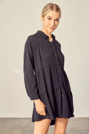 Mustard Seed Juniors Tiered Mini Shirtdress