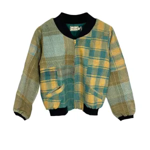 Nadia Bomber Jacket  | Vintage Kantha - Blue Plaid (S)