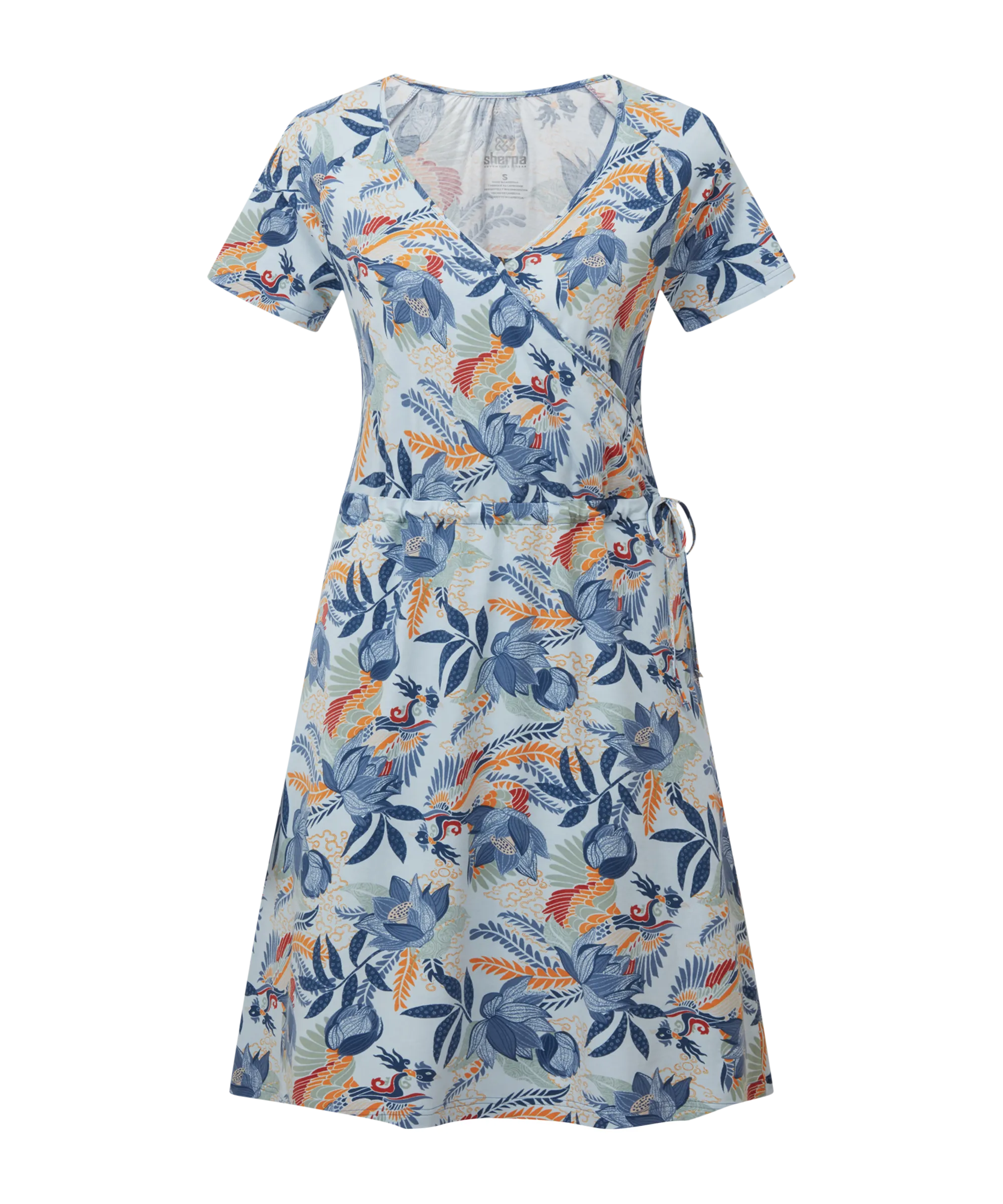 Neha Faux Wrap Dress - Seaport Blue Peacock