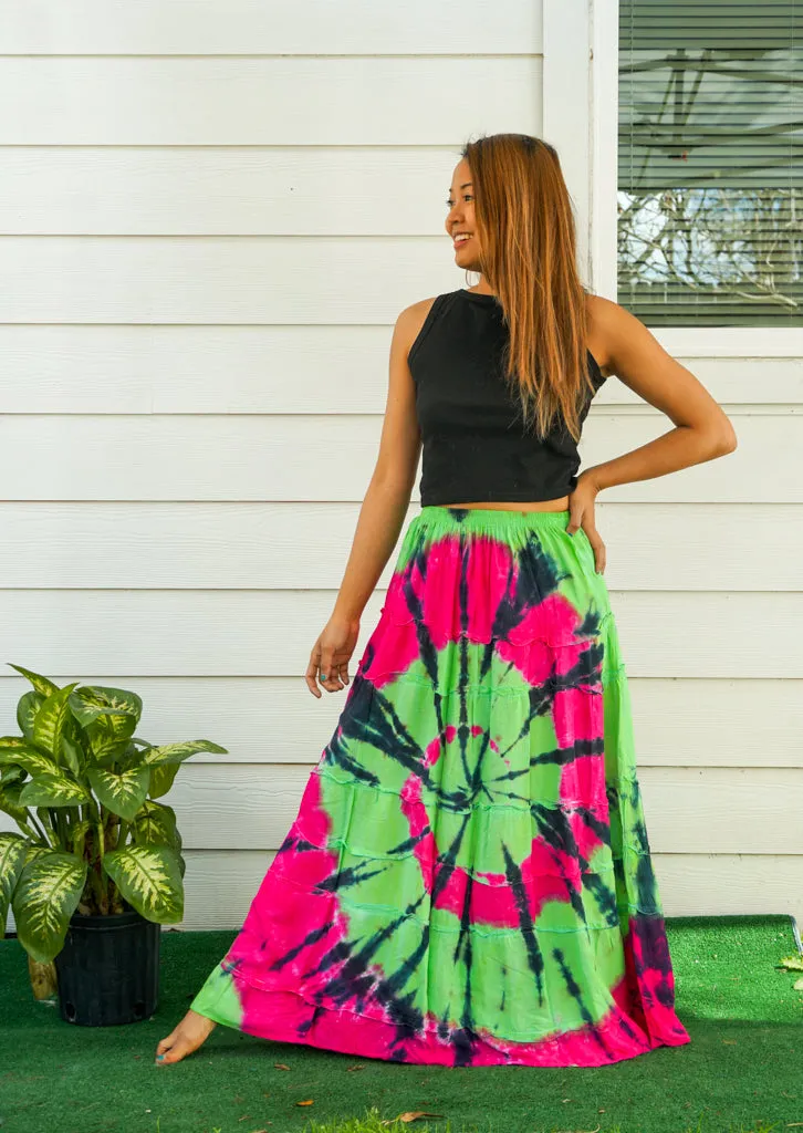 Neon Swirl Maxi Skirt