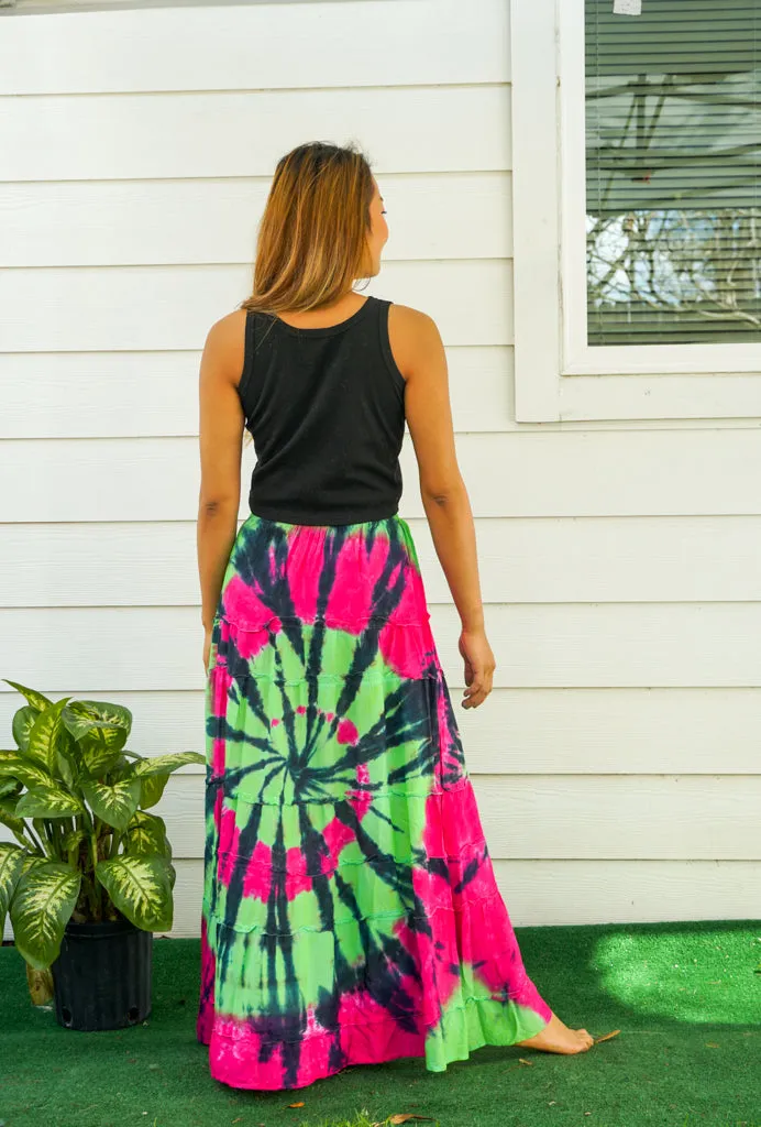 Neon Swirl Maxi Skirt