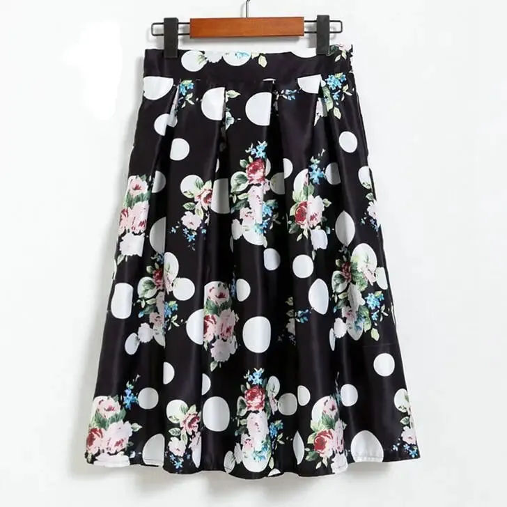 Neophil 2023 Fashion Hot Tropical Floral Print High Waist Fluffy Pleated Saias Flare Satin Tutu Midi Skater Skirts Womens S07047