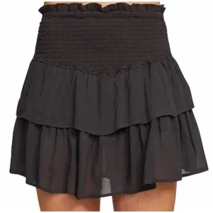 NEW CHASER ruffled tiered mini skirt in black