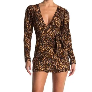 NEW WEWOREWHAT PRINTED WRAP MINI DRESS