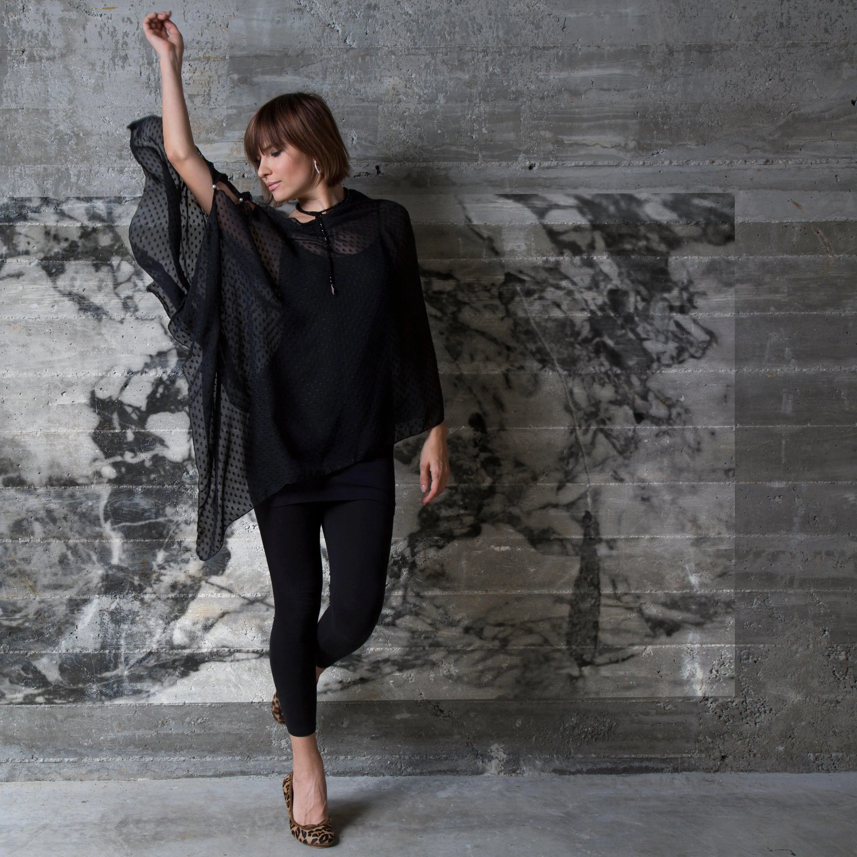 Noir Silk Chiffon Scarf Wrap
