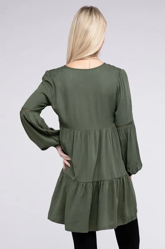 Nuvi Apparel V Neck babydoll Tiered Dress