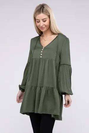 Nuvi Apparel V Neck babydoll Tiered Dress