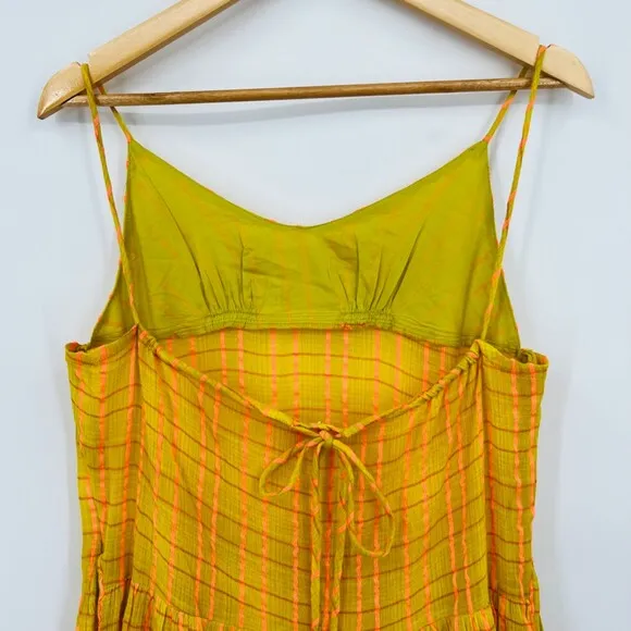 NWOT Free People Marigold Maxi Dress in Tumeric Combo Sz XS Tiered Boho Gauzy