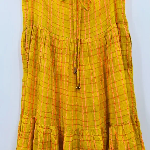 NWOT Free People Marigold Maxi Dress in Tumeric Combo Sz XS Tiered Boho Gauzy